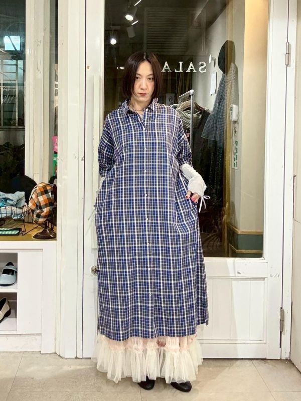 格子襯衫洋裝 
