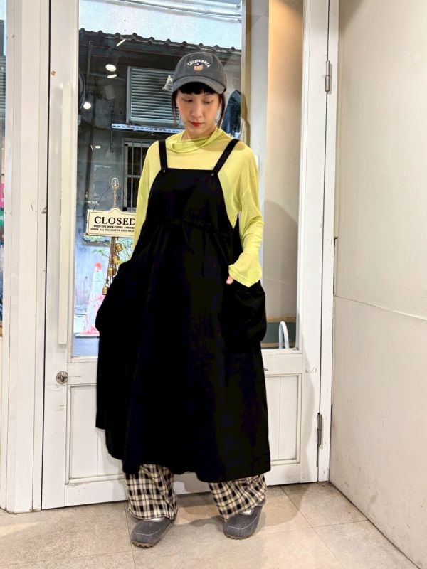 兩面穿娃娃臉別針開衩吊帶背心裙 