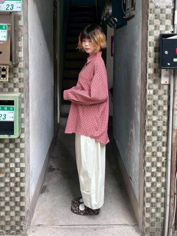 繽紛泡泡布格紋長袖襯衫 