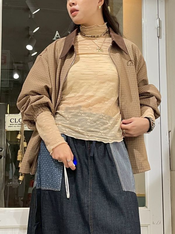 立體花木耳捲邊透膚長袖彈性內搭 