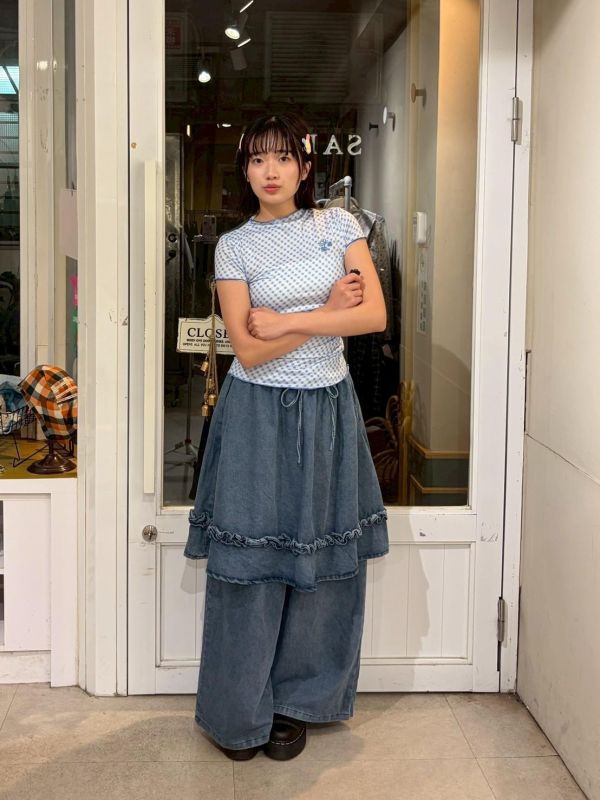 藍格愛心櫻桃抓皺收腰上衣 