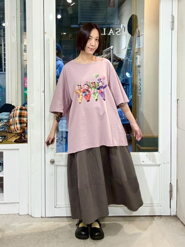 刷刷布直紋立體剪裁裙 