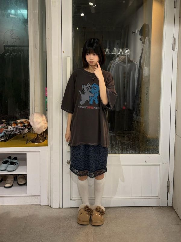 相親相愛貓咪印花Tee 