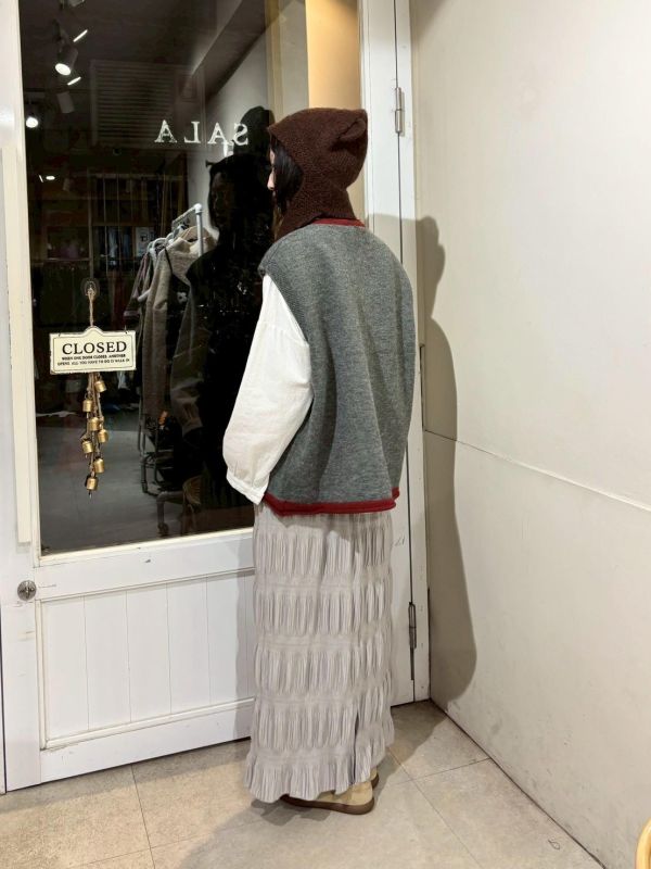 粗撞色排扣針織背心 