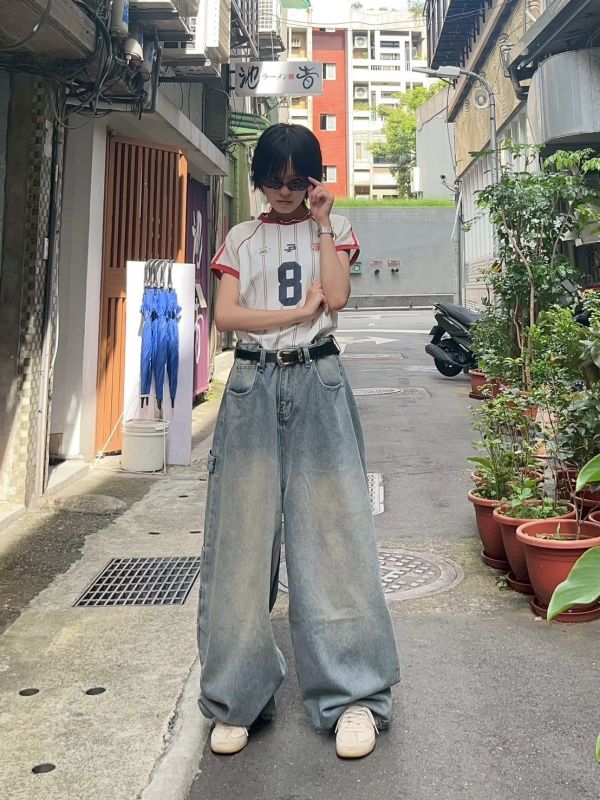 網眼袖條紋8號棒球衣 