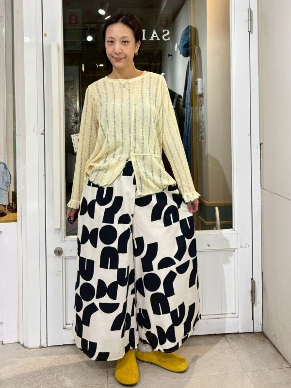 黑色滿版粗體色塊九分寬褲 