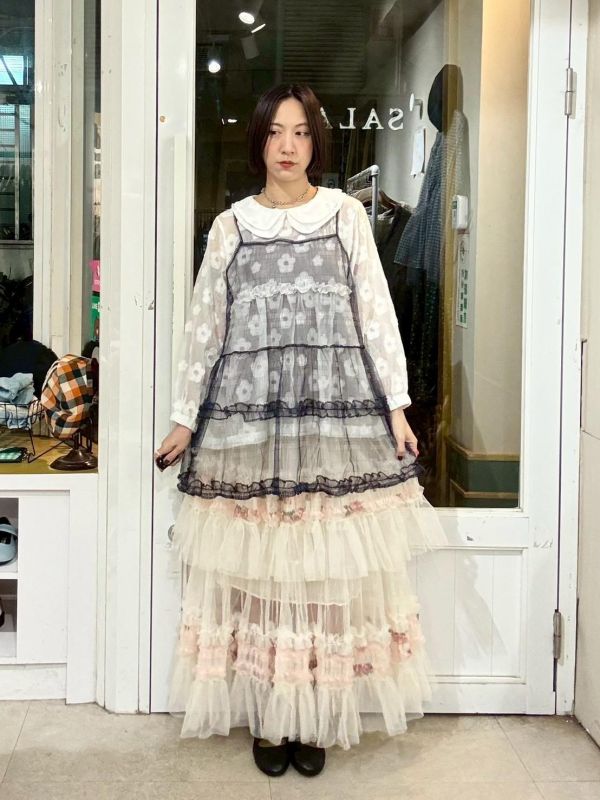 格紋紗蛋糕吊帶背心 