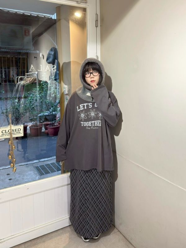 Let’s grow落肩長袖上衣 