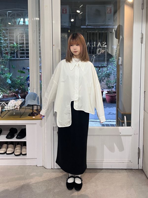 燈芯絨後開衩直筒長裙 