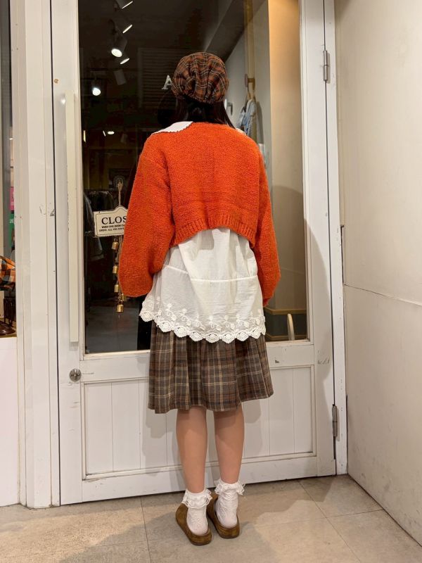 短版毛線綁帶針織外套 