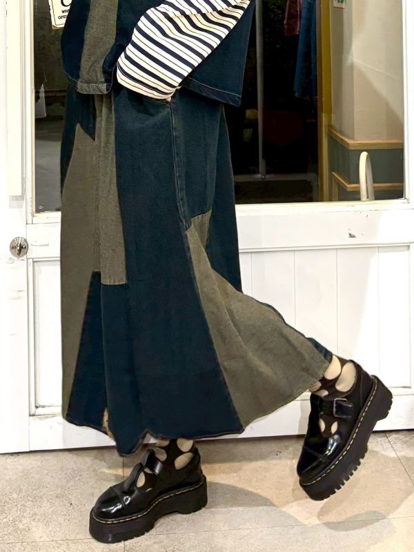 牛仔拼接破壞抽鬚套裝 