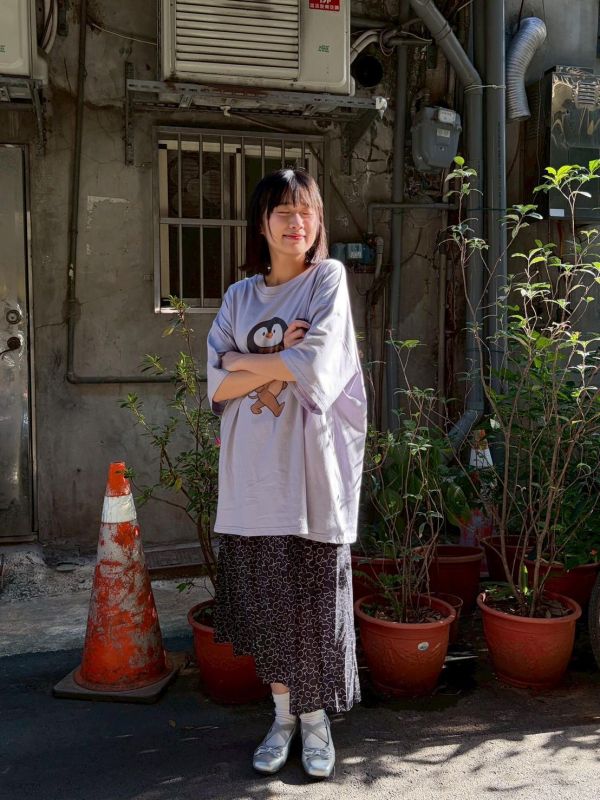 企鵝頭套傑利鼠oversized tee 