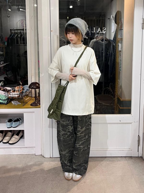 牛仔迷彩錐形長褲 