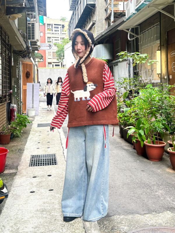 狗狗橘色針織毛線背心 