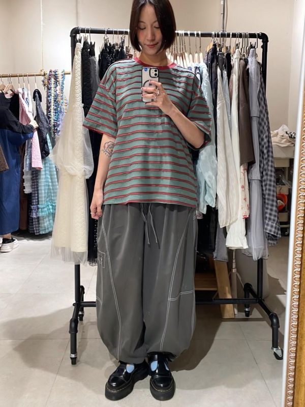 立體條紋滾邊撞色Tee 