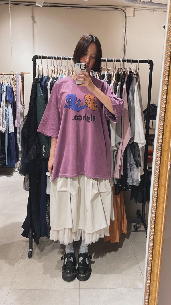 不規則抓皺內層紗裙 