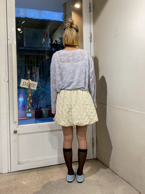 立體絨滿版花花透露長袖上衣 