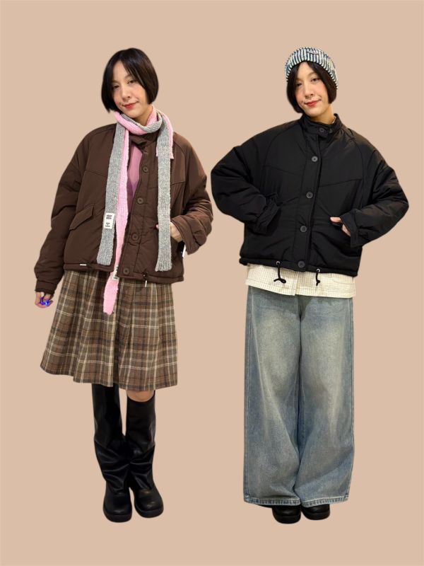 鋪棉翻蓋口袋短板外套 