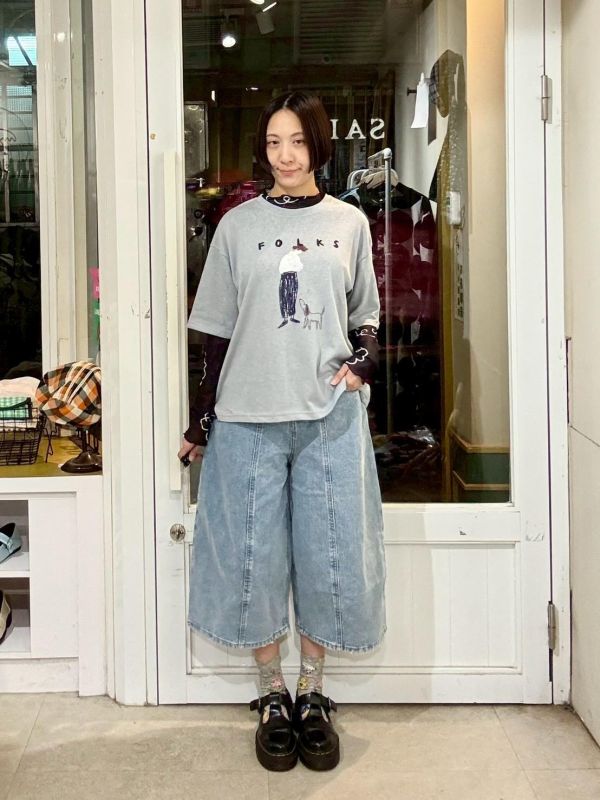 天竺眠涼感手繪folks Tee 