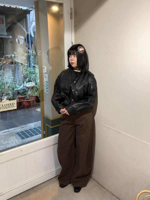 立領排釦短板皮外套 