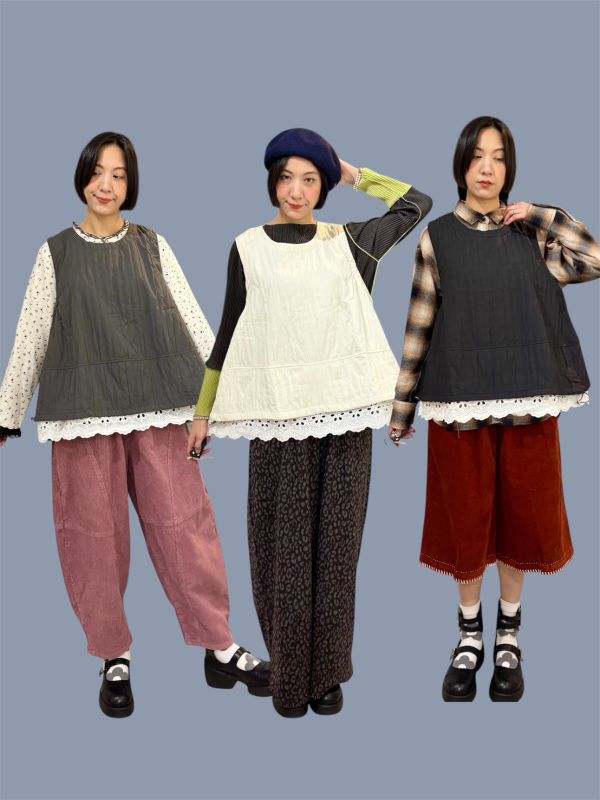 直條刷刷布下擺蕾絲拼接背心 