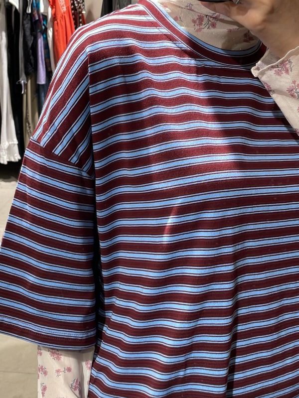 撞色條紋tee 