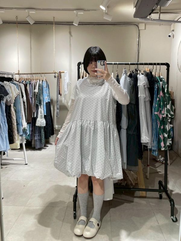 點點荷葉領花苞下擺背心裙 