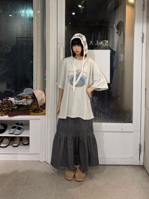 牛仔花邊魚尾長裙 