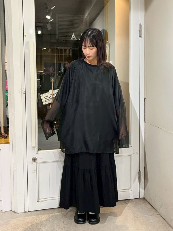 假兩件光澤紗圓領上衣 