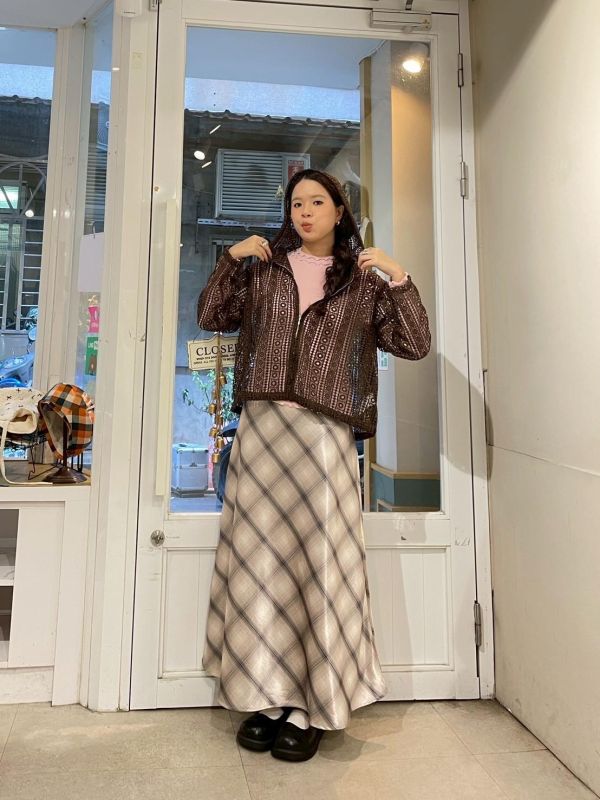 鏤空麻繩針織拉鏈連帽外套 