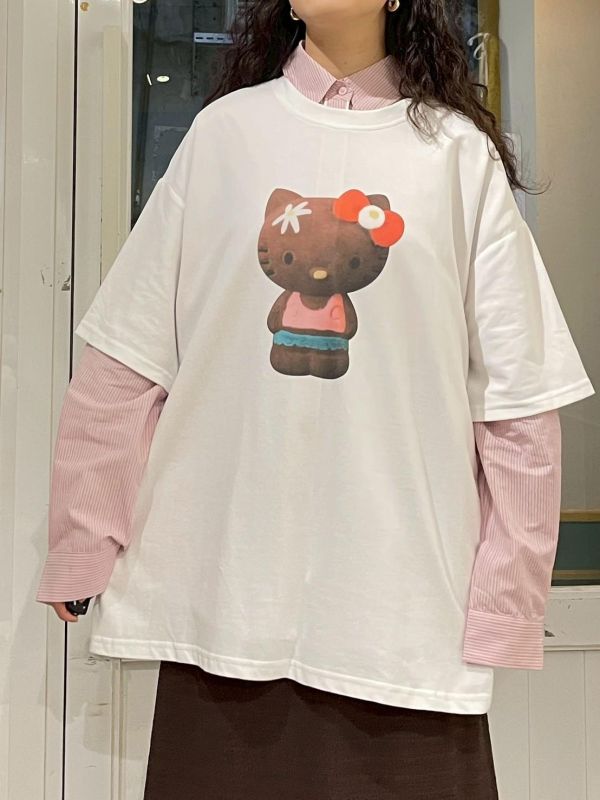 曬黑度假Hello Kitty 印花oversized 短袖上衣 