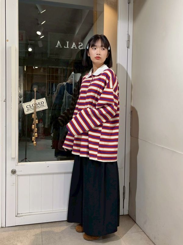 橫條紋oversized 休閒上衣 