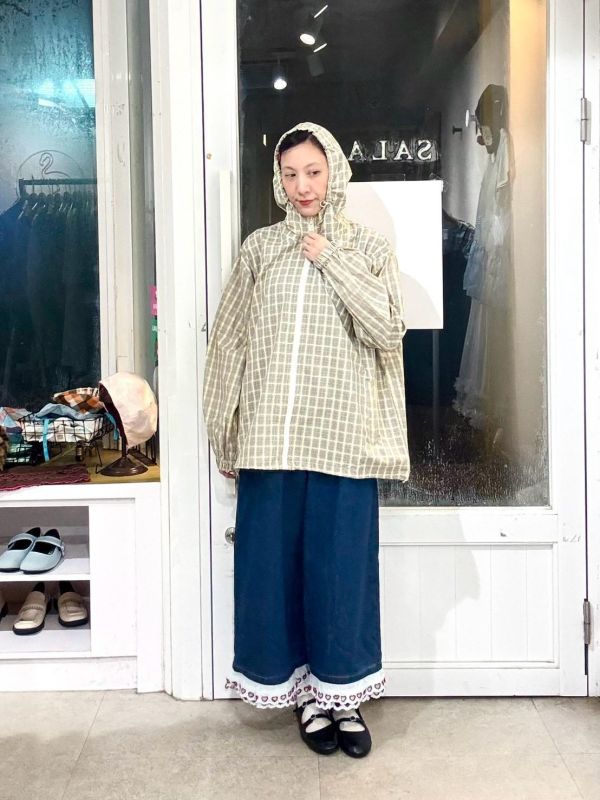 鬆餅格拉鏈連帽外套 