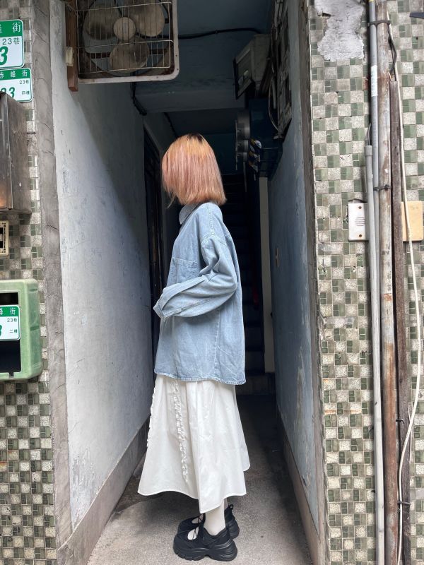 刷色牛仔襯衫外套 
