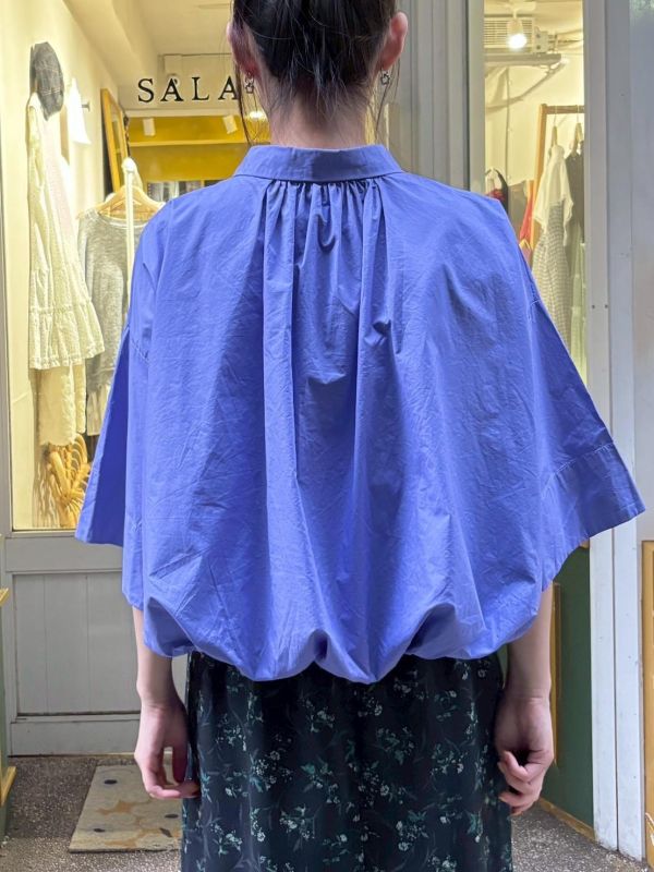 氣球下擺短版襯衫 