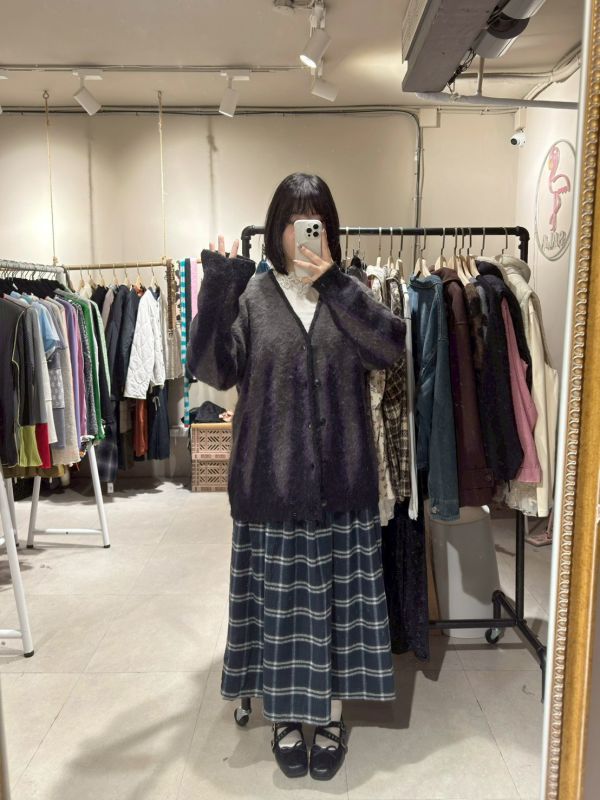 黑紫撞色薄毛衣排釦外套 