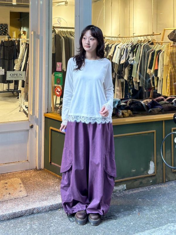蕾絲抽鬚滾邊棉質上衣 