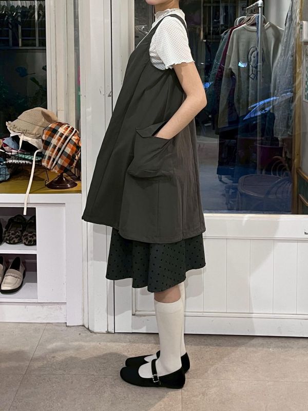 U領工裝大口袋背心短裙 