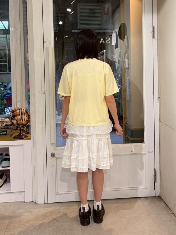 夏日休閒拼接蕾絲下擺Tee 