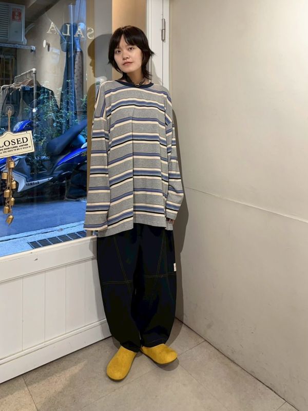 條紋oversize長袖T 