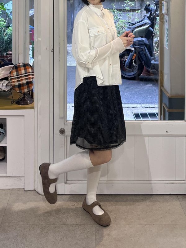 明線雙口袋短板五分袖襯衫 