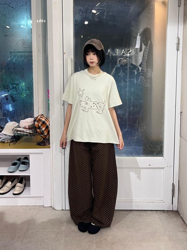 波點牛仔彎刀褲 