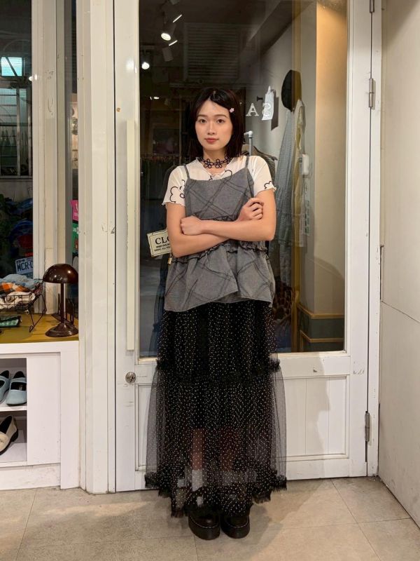 立體縫線造型背後綁帶細肩帶背心 