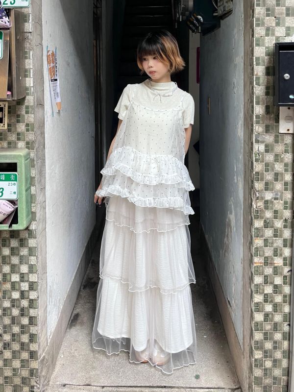 波點紗紗吊帶背心 