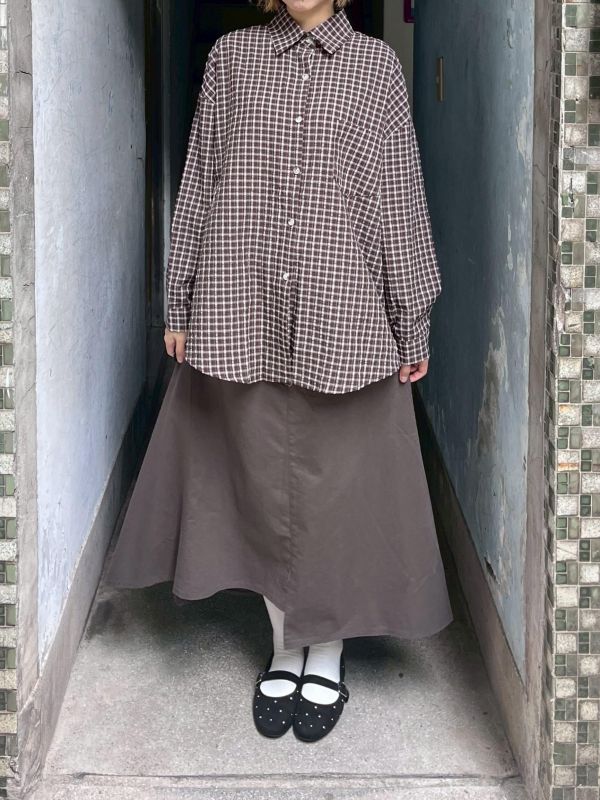 繽紛泡泡布格紋長袖襯衫 