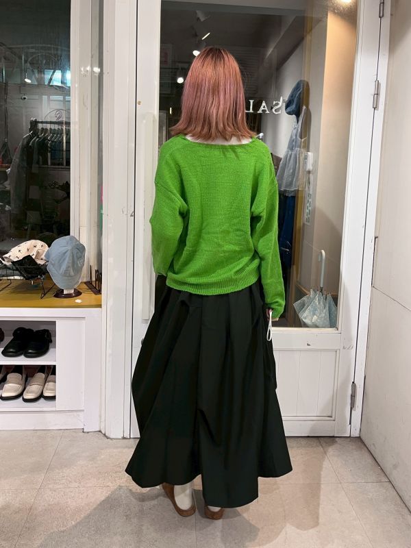 不規則下擺西裝布鬆緊腰灰長裙 