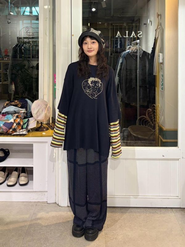 貝蒂小姐假兩件條紋長袖 