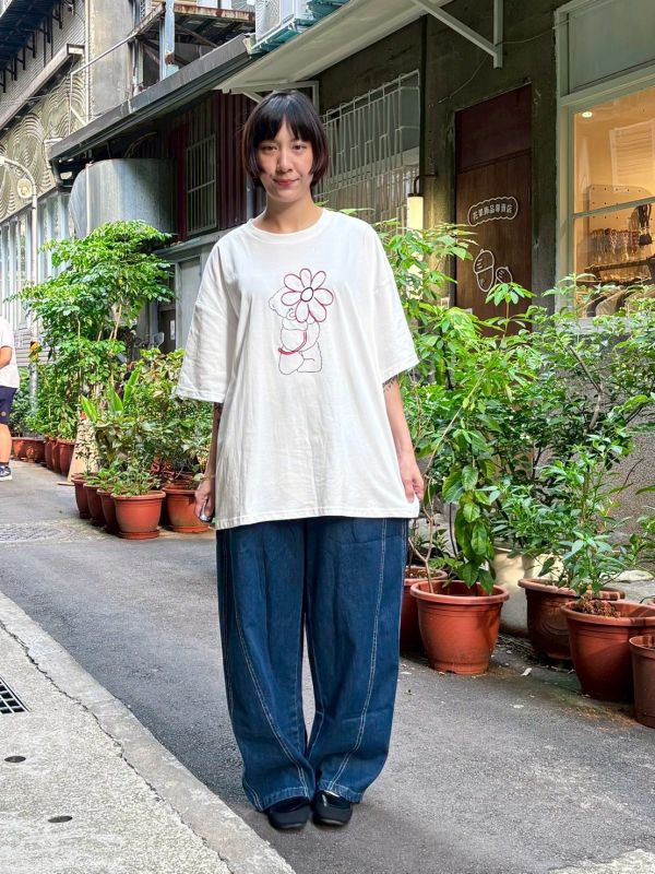 熊與立體花tee 