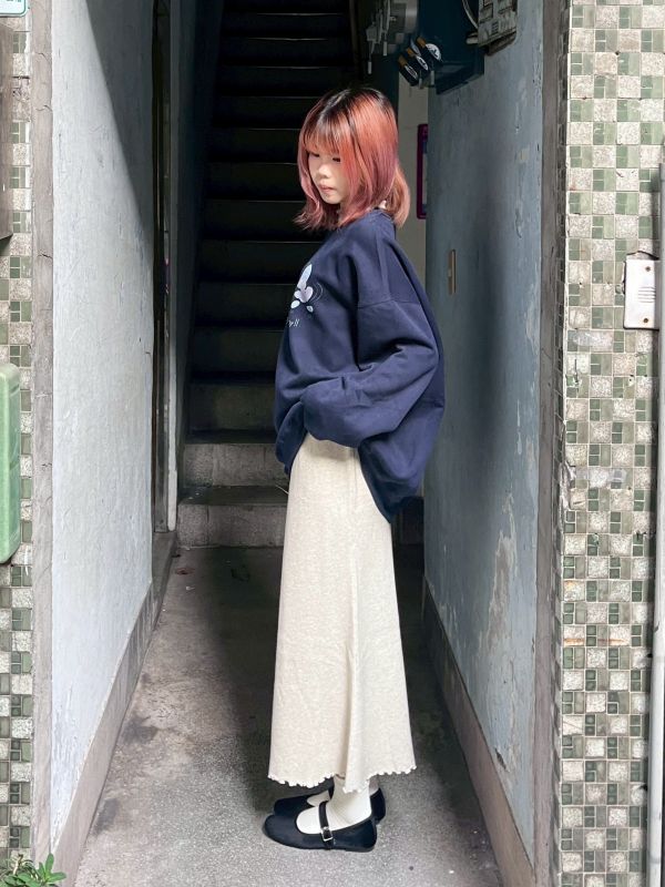 厚針織木耳邊魚尾長裙 