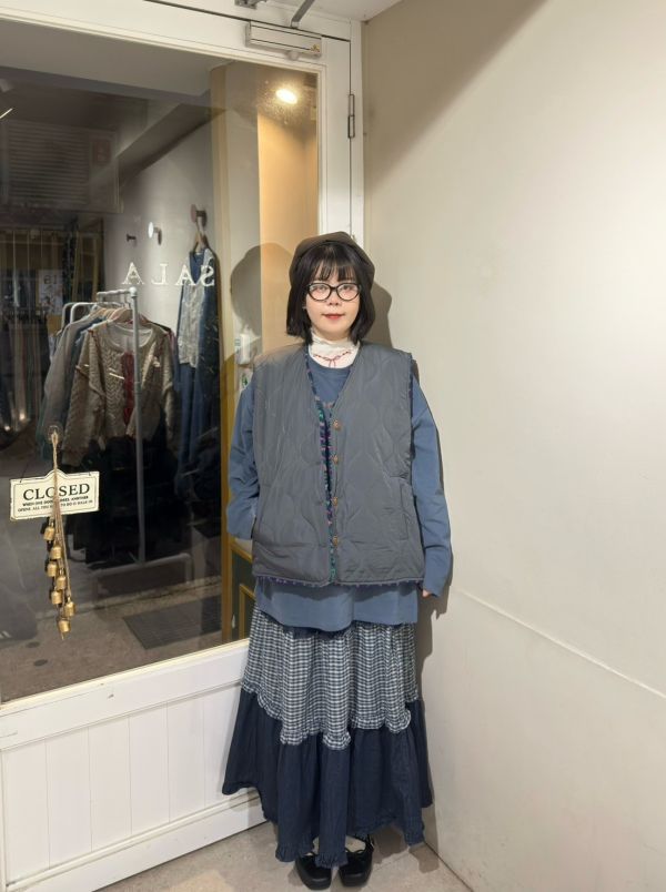 雙面穿絎縫鋪棉x圖騰QQ毛背心 